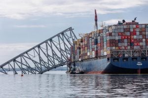 A photo of the Key Bridge collapse.