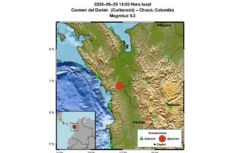 El sismo lo reportó el Servicio Geológico Colombiano, con epicentro en el Carmen del Darién. Foto: Redes Sociales.