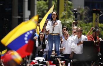 María Corina Machado, líder opositora del régimen de Maduro en Venezuela. FOTO: AFP.