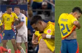 El jugador antioqueño, Daniel Muñoz, fue expulsado al minuto 45+1 del primer tiempo. FOTO: CAPTURA VIDEO REDES SOCIALES