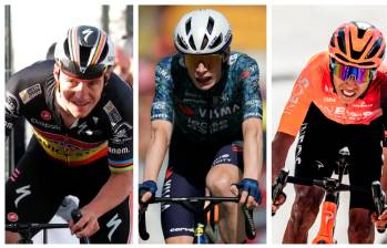 Remco Evenepoel, Jonas Vingegaard y Egan Bernal, tres campeones de grandes vueltas que han tenido accidentes de gravedad y siguen firmes y batallando en el ciclismo de alta competencia. FOTOs AFP