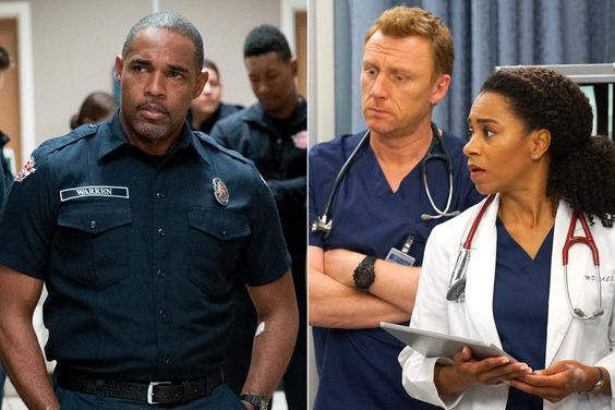 STATION 19 - Worlds will collide in Seattle once again, as ABC is set to air a TGIT crossover event on Thursday, May 2, featuring all-new episodes of "Grey's Anatomy" and "Station 19" from 8:00-10:00 p.m. EDT. The second hour of the TGIT crossover event is an all-new episode of "Station 19," entitled "Always Ready." Following a deadly blaze inside a coffee beanery, the members of Station 19 find themselves on high alert as a beloved member of their team lands at Grey Sloan, leaving the future uncertain in the face of a life-threatening situation, on "Station 19," THURSDAY, MAY 2 (9:01-10:00 p.m. EDT), on The ABC Television Network. (ABC/Eric McCandless) JASON GEORGE GREY'S ANATOMY - Worlds will collide in Seattle once again, as ABC is set to air a TGIT crossover event on Thursday, May 2, featuring all-new episodes of "Grey's Anatomy" and "Station 19" from 8:00-10:00 p.m. EDT. The TGIT crossover event kicks off with an all-new episode of "Grey's Anatomy," entitled "What I Did for Love," where Maggie treats one of Station 19's own, and Jo learns a hard lesson. Meanwhile, when working with a family seeking asylum, Meredith makes a call that could jeopardize her career on "Grey's Anatomy," THURSDAY, MAY 2 (8:00-9:01 p.m. EDT), on The ABC Television Network. (ABC/Scott Everett White) KEVIN MCKIDD, KELLY MCCREARY