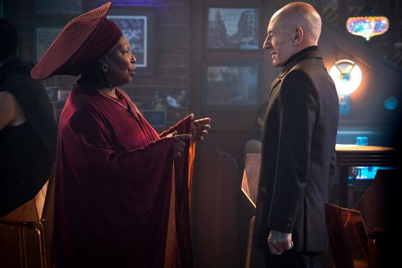 STAR TREK: PICARD Whoopi Goldberg as Guinan and Sir Patrick Stewart as Jean-Luc Picard