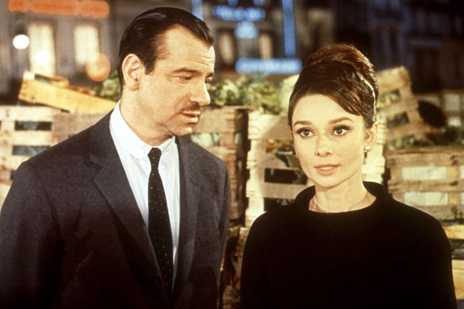 CHARADE, Walter Matthau, Audrey Hepburn, 1963