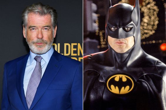 Pierce Brosnan attends the HFPA and THR Golden Globe Ambassador Party at Catch LA on November 14, 2019 in West Hollywood, California; Batman Returns (1992) Michael Keaton