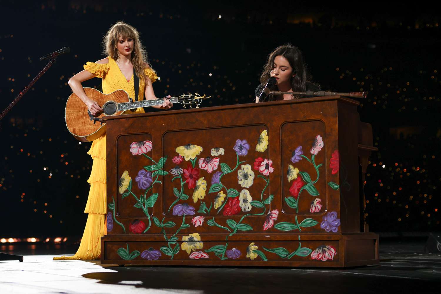 Taylor Swift and Gracie Abrams perform during night two of "Taylor Swift | The Eras Tour" at Paycor Stadium on July 1, 2023 in Cincinnati, Ohio