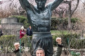 Sylvester Stallone Visits Rocky Statue in Philadelphia