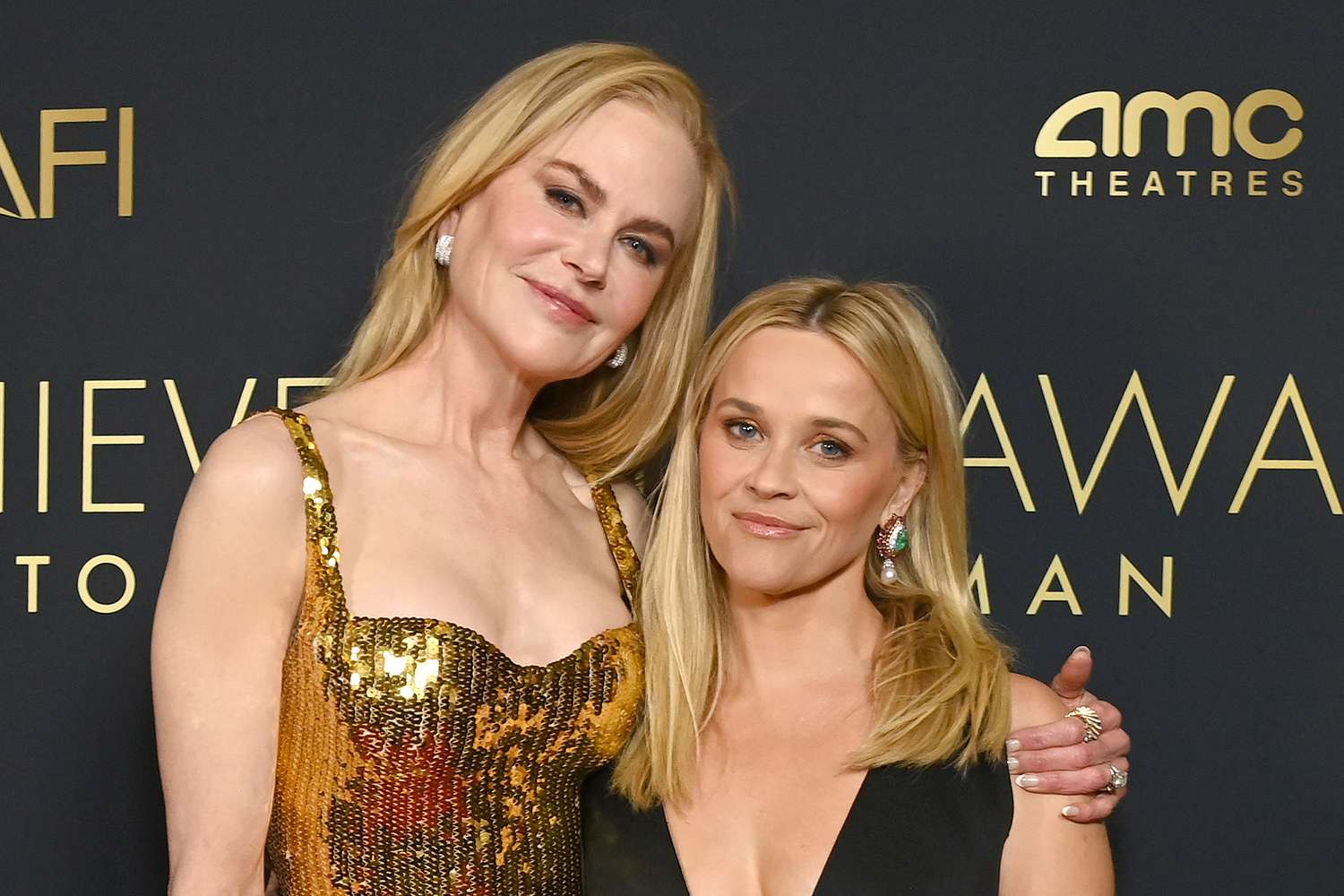 L-R) Nicole Kidman and Reese Witherspoon attend the 49th AFI Life Achievement Award: A Tribute To Nicole Kidman at Dolby Theatre on April 27, 2024 in Los Angeles, California