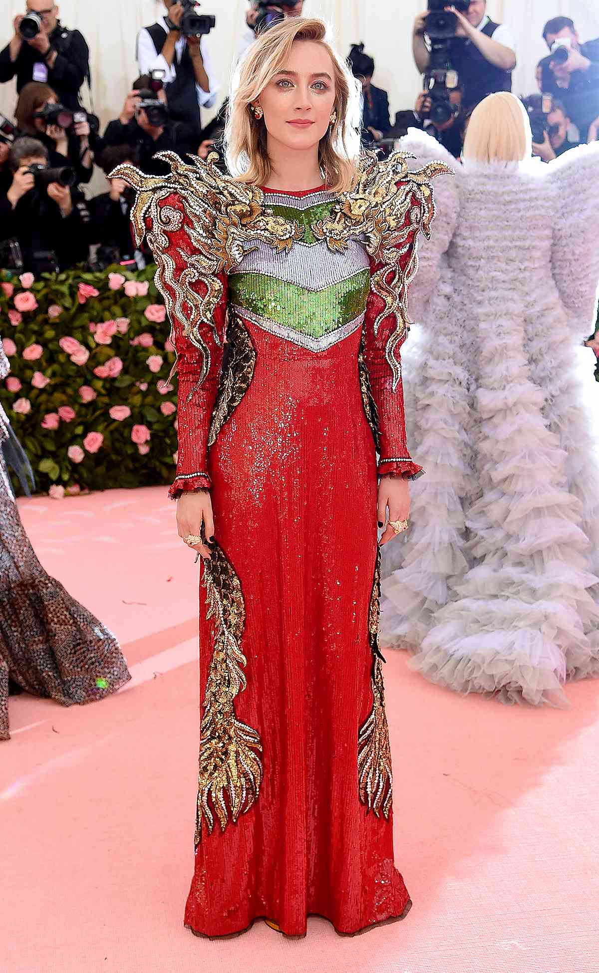 NEW YORK, NEW YORK - MAY 06: Saoirse Ronan attends The 2019 Met Gala Celebrating Camp: Notes on Fashion at Metropolitan Museum of Art on May 06, 2019 in New York City. (Photo by Jamie McCarthy/Getty Images)