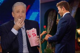 Split screen of Jon Stewart on The Daily show and The Bachelor 