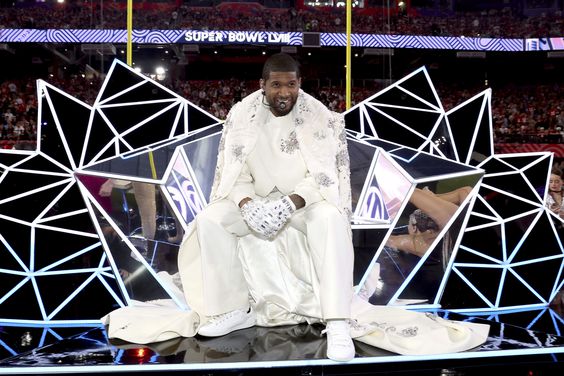 Usher performs onstage during the Apple Music Super Bowl LVIII Halftime Show at Allegiant Stadium on February 11, 2024 in Las Vegas, Nevada. (Photo by Kevin Mazur/Getty Images for Roc Nation)