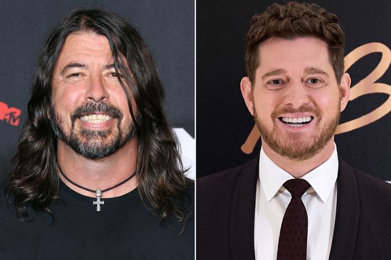 NEW YORK, NEW YORK - SEPTEMBER 12: Dave Grohl attends the 2021 MTV Video Music Awards at Barclays Center on September 12, 2021 in the Brooklyn borough of New York City. (Photo by Taylor Hill/FilmMagic) MADRID, SPAIN - MARCH 29: Singer Michael Buble presents 'Higher' new album at the Melia Fenix Hotel on March 29, 2022 in Madrid, Spain. (Photo by Carlos Alvarez/Getty Images)