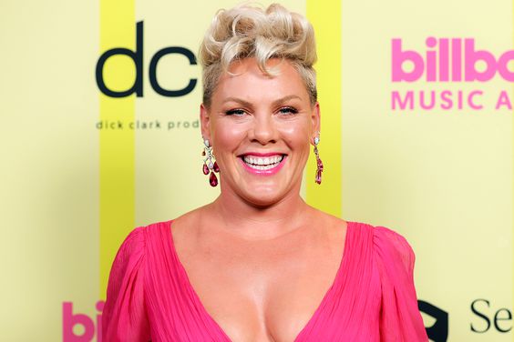 Pink poses backstage for the 2021 Billboard Music Awards, broadcast on May 23, 2021 at Microsoft Theater in Los Angeles, California.