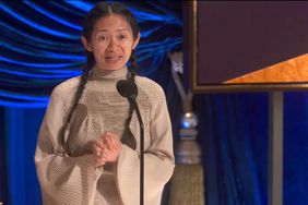 Chloe Zhao wins Best Director at the 2021 Oscars.