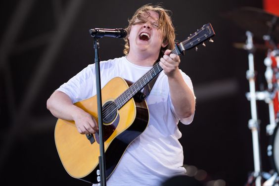 SOMERSET - JUNE 24: Lewis Capaldi performs on the Pyramid Stage at Day 4 of Glastonbury Festival 2023 on June 24, 2023 in Somerset, United Kingdom. (Photo by Samir Hussein/WireImage)