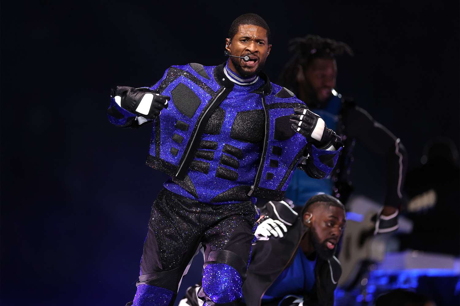 Usher performs onstage during the Apple Music Super Bowl LVIII Halftime Show at Allegiant Stadium on February 11, 2024 in Las Vegas, Nevada