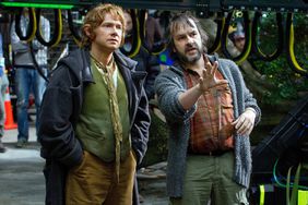 THE HOBBIT: AN UNEXPECTED JOURNEY, from left: Martin Freeman, director Peter Jackson, on set, 2012
