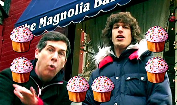 Lyric: "Let's hit up Magnolia and mack on some cupcakes"