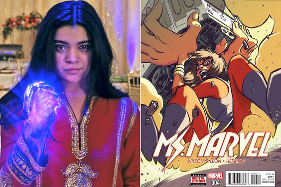 Iman Vellani on 'Ms. Marvel'; Kamala Khan in the pages of Marvel Comics