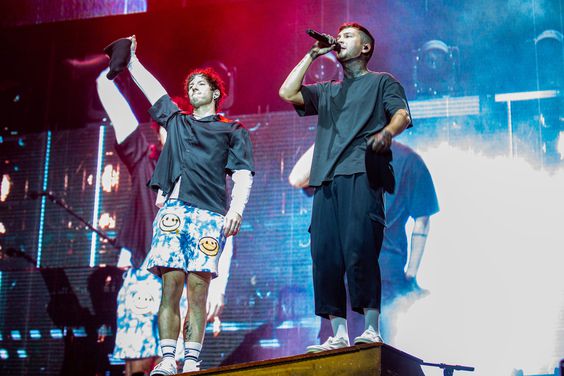 July 13, 2022, Ostrava, Czech Republic: Twenty One Pilots music band performs during first day of the 19th international music festival Colours of Ostrava, on July 13, 2022, in Ostrava, Czech Republic. On the photo are seen L-R Josh Dun and Tyler Joseph. (Credit Image: © Vladimir Prycek/CTK via ZUMA Press)