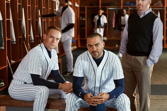 Patrick J. Adams, Jesse Williams, and Jesse Tyler Ferguson in TAKE ME OUT