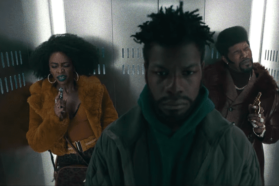 Teyonah Parris, John Boyega, and Jamie Foxx in 'The Cloned Tyrone'