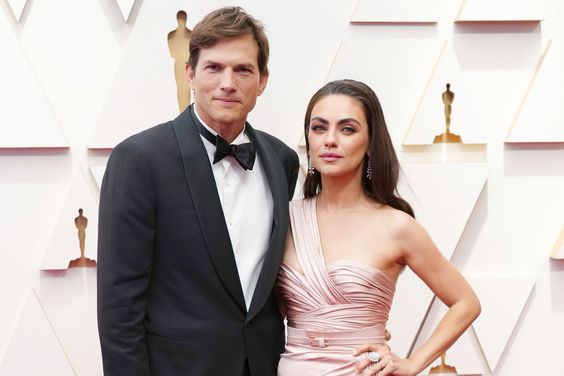 Ashton Kutcher and Mila Kunis attend the 94th Annual Academy Awards at Hollywood and Highland on March 27, 2022 in Hollywood, California.