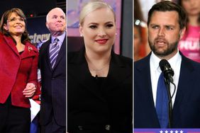 Split photo of Sarah Palin, John McCain, Meghan McCain and JD Vance 