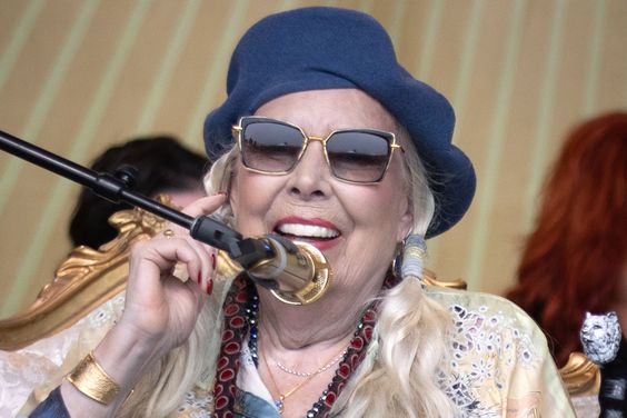 Joni Mitchell performs during the 2022 Newport Folk Festival at Fort Adams State Park on July 24, 2022 in Newport, Rhode Island.