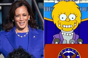 Split photo of Kamala Harris and Lisa from The Simpsons 