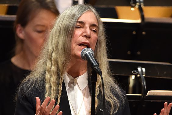 ALL CROPS: 628930086 Patti Smith performs during the Nobel Prize Awards Ceremony at Concert Hall on December 10, 2016 in Stockholm, Sweden. (Photo by Pascal Le Segretain/WireImage)