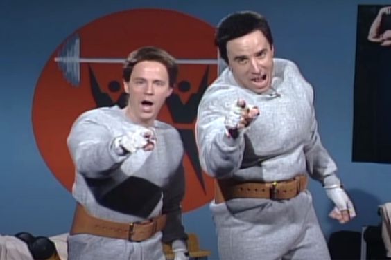 Dana Carvey and Kevin Nealon as Hans and Franz on 'Saturday Night Live'