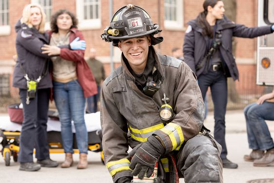 CHICAGO FIRE -- "Natural Born Firefighter" Episode 912 -- Pictured: (l-r) Kara Killmer as Sylvie Brett, Alberto Rosende as Blake Gallo, Hanako Greensmith as Violet --