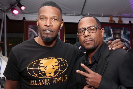 Jamie Foxx (L) and actor/comedian Martin Lawrence at the Los Angeles World Premiere of Marvel Studios' BLACK PANTHER at Dolby Theatre on January 29, 2018 in Hollywood, California