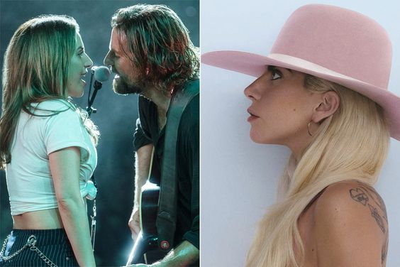 Lady Gaga and Bradley Cooper in 'A Star Is Born'; Lady Gaga's 'Joanne' album cover