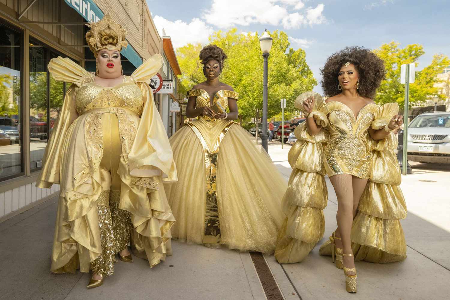 'We're Here' queens Eureka, Bob the Drag Queen, and Shangela