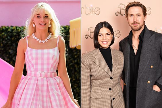 Margot Robbie as Barbie; Ryan Gosling and America Ferrera attend a special screening and Q&A for "Barbie" on December 7, 2023 in London, England.