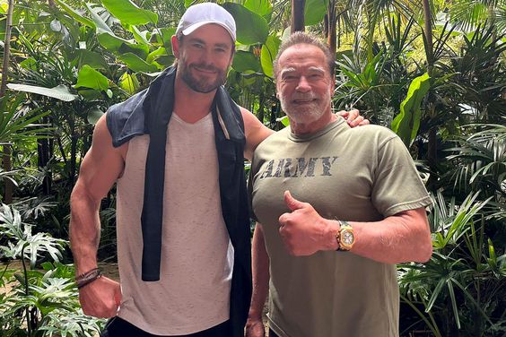 Chris Hemsworth Says Run-in with Arnold Schwarzenegger at a Gym in Brazil Was ‘a Dream Come True. https://www.instagram.com/p/CtmL64bLRmG/?utm_source=ig_web_copy_link&igshid=MzRlODBiNWFlZA%3D%3D. Chris Hemsworth/Instagram