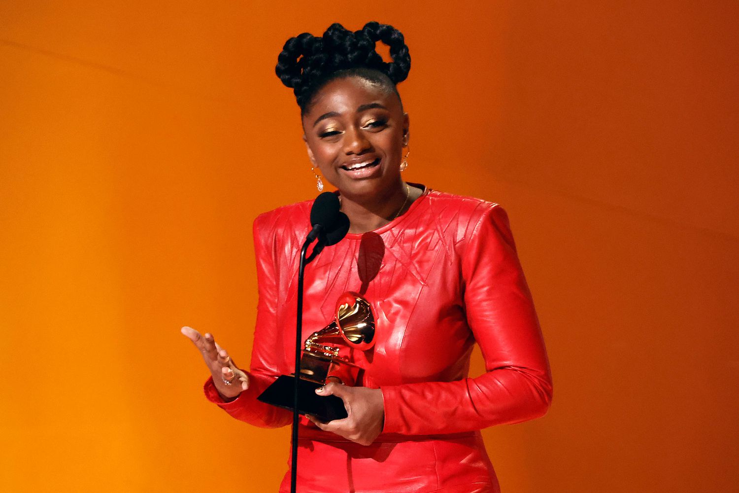 Samara Joy accepts the Best New Artist award onstage during the 65th GRAMMY Awards at Crypto.com Arena on February 05, 2023