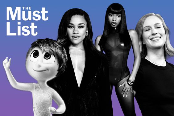 Mist List collage of Joy in Inside Out; Tony Awards host Ariana de Bose; Normani, and Hannah Einbinder