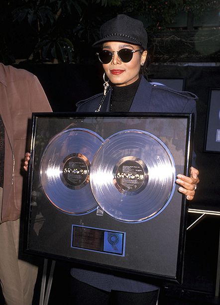 Janet Jackson Celebrating the Platinum Status of Janet Jackson's Rhythm Nation 1814, "Miss You Much," and "Rhythm Nation" on December 8, 1989