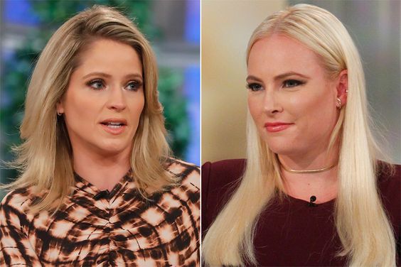 SARA HAINES on The View in 2023 and MEGHAN MCCAIN on The View in 2017