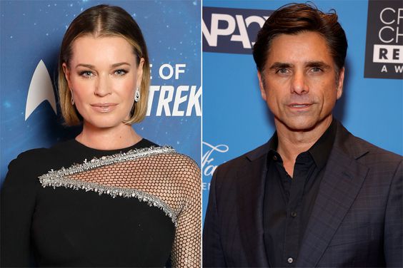 Rebecca Romijn attends the launch screening of "Star Trek: Strange New Worlds" Episode 2 at The Outernet on June 21, 2023 in London, England., John Stamos attends the 4th Annual Critics Choice Real TV Awards at Fairmont Century Plaza on June 12, 2022 in Los Angeles, California.