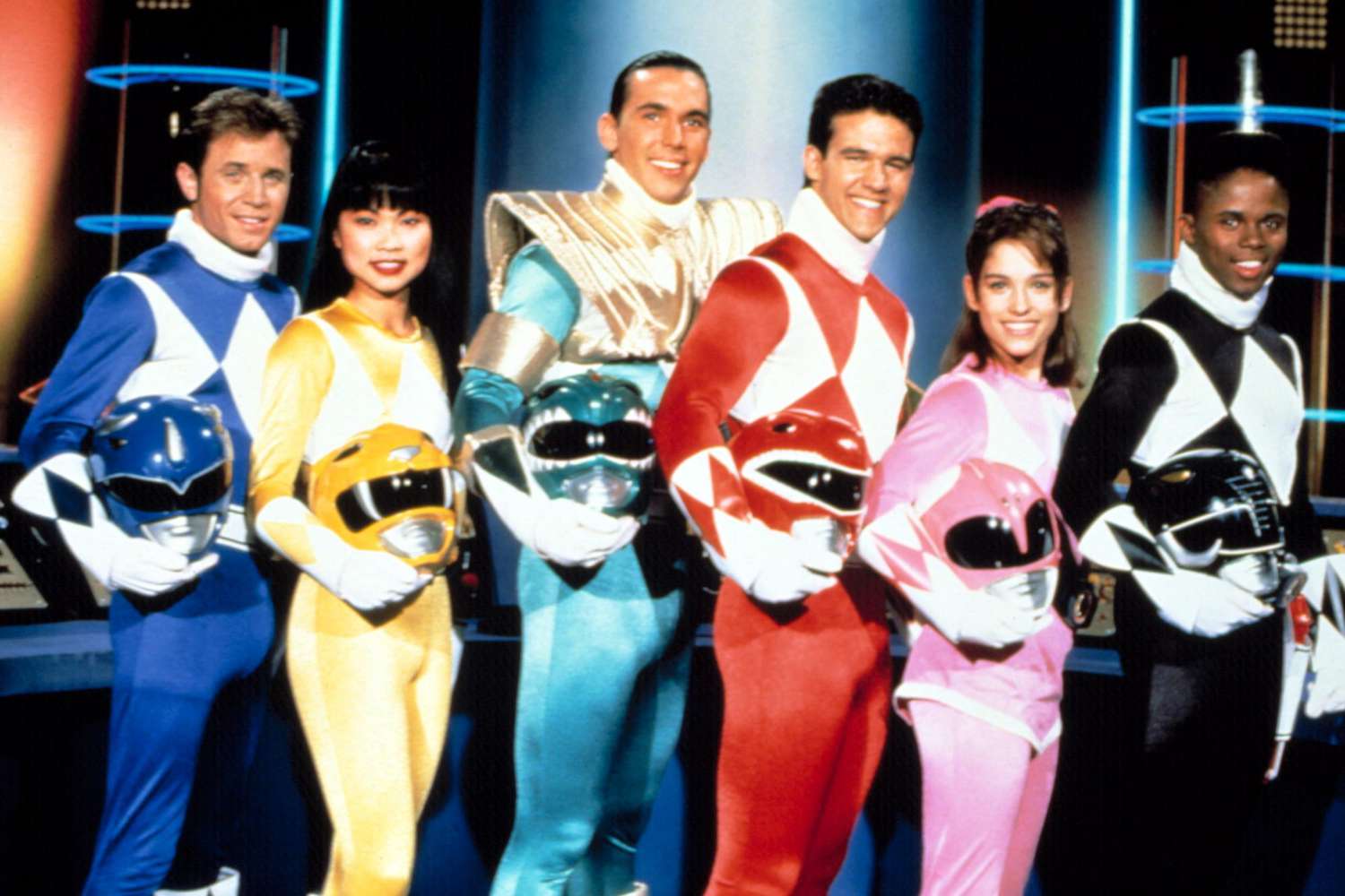 David Yost, Thuy Trang, Jason David Frank, Austin St. John, Amy Jo Johnson, and Walter Jones in 'Mighty Morphin Power Rangers'