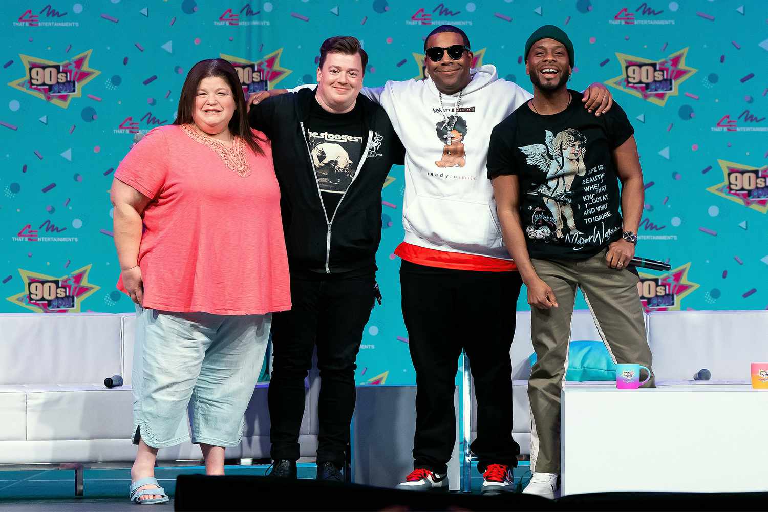 'All That' stars Lori Beth Denberg, Danny Tamberelli, Kenan Thompson, and Kel Mitchell at '90s Con on March 18, 2023 Photo Credit: Nick Cinea, courtesy of Thats4Entertainment