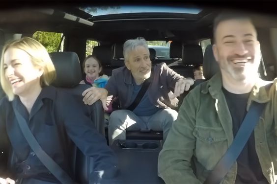 Jon Stewart Surprises Jimmy Kimmel's Kids on the Drive to School