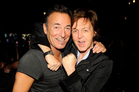 Bruce Springsteen and Sir Paul McCartney backstage at The 54th Annual GRAMMY Awards at Staples Center on February 12, 2012 in Los Angeles, California.
