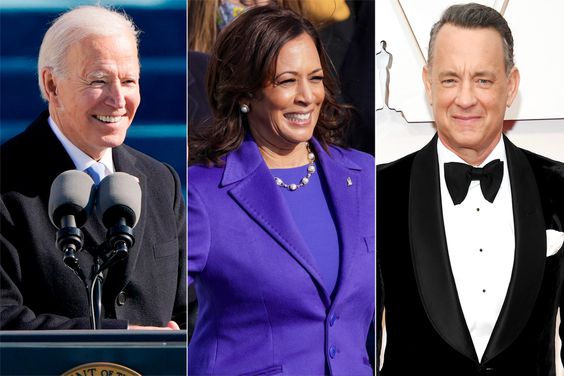 Joe Biden, Kamala Harris, Tom Hanks