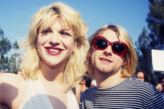 Kurt Cobain of Nirvana (right) with wife Courtney Love