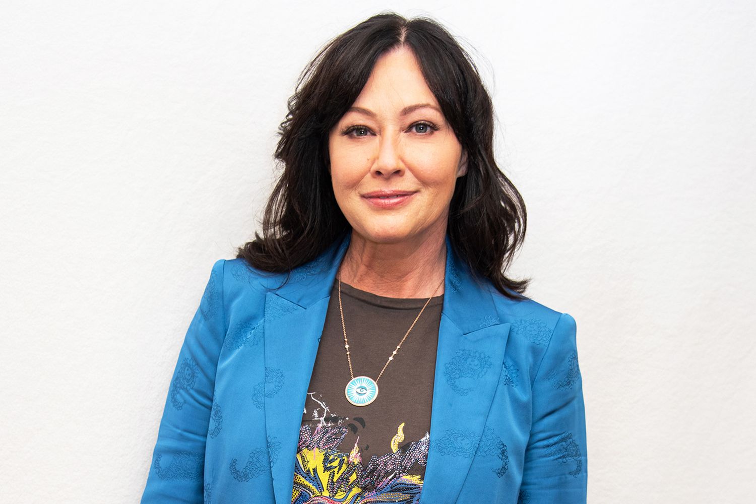 Shannen Doherty at the "BH90210" Press Conference at the Four Seasons Hotel on August 08, 2019 in Beverly Hills, California.